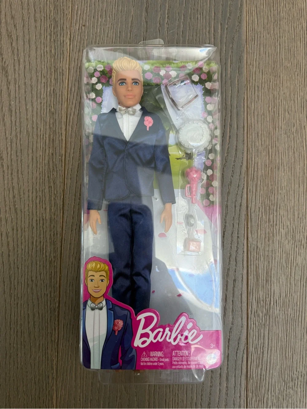 Barbie Ken Doll in Dark Blue Tuxedo with Pink Boutonniere